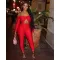 Collar twisted hollow exposed navel sexy high waisted long sleeved jumpsuit