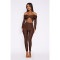 Collar twisted hollow exposed navel sexy high waisted long sleeved jumpsuit