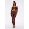Collar twisted hollow exposed navel sexy high waisted long sleeved jumpsuit