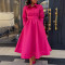 New style solid color lapel long sleeved A-line dress