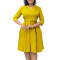 Solid color suit collar high waisted African dress with temperament