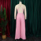 Fashionable and sexy chain hanging neck high waist sexy backless wide leg pleated jumpsuit