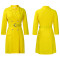 High waisted fashionable waist cinching waist pleat splicing mid length suit dress