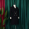 High waisted fashionable waist cinching waist pleat splicing mid length suit dress