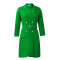 High waisted fashionable waist cinching waist pleat splicing mid length suit dress