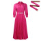 Elegant temperament, lapel, solid color, large swing, pleated dress