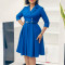 Solid color suit collar high waisted African dress with temperament