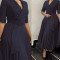 OL fashion suit collar with pleats and waist cinching, plus size African dress