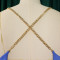 Fashionable and sexy chain hanging neck high waist sexy backless wide leg pleated jumpsuit
