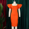 Ladies' temperament, commuting square collar, lotus leaf sleeves, socialite party dress, foreign trade dress