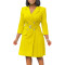 High waisted fashionable waist cinching waist pleat splicing mid length suit dress