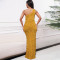 Fashionable sloping shoulder sexy slit long skirt sequined dress long skirt