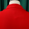 High waisted fashionable waist cinching waist pleat splicing mid length suit dress
