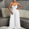 Fashionable and sexy chain hanging neck high waist sexy backless wide leg pleated jumpsuit