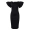Ladies' temperament, commuting square collar, lotus leaf sleeves, socialite party dress, foreign trade dress