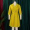 Solid color suit collar high waisted African dress with temperament