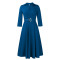 New style lapel fashionable temperament solid color large skirt foreign trade dress