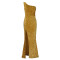 Fashionable sloping shoulder sexy slit long skirt sequined dress long skirt