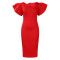 Ladies' temperament, commuting square collar, lotus leaf sleeves, socialite party dress, foreign trade dress