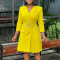 High waisted fashionable waist cinching waist pleat splicing mid length suit dress
