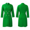 High waisted fashionable waist cinching waist pleat splicing mid length suit dress