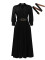 Elegant temperament, lapel, solid color, large swing, pleated dress