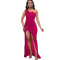 Fashionable sloping shoulder sexy slit long skirt sequined dress long skirt