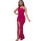 Fashionable sloping shoulder sexy slit long skirt sequined dress long skirt