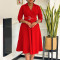 New style lapel fashionable temperament solid color large skirt foreign trade dress