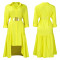 Women's collar solid color fashionable loose casual button up shirt skirt irregular European and American dress