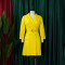 High waisted fashionable waist cinching waist pleat splicing mid length suit dress