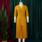 OL fashion suit collar with pleats and waist cinching, plus size African dress