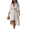 Women's collar solid color fashionable loose casual button up shirt skirt irregular European and American dress