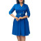 Solid color suit collar high waisted African dress with temperament