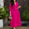 Elegant temperament, lapel, solid color, large swing, pleated dress