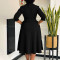 New style lapel fashionable temperament solid color large skirt foreign trade dress