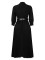 Elegant temperament, lapel, solid color, large swing, pleated dress