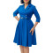 Solid color suit collar high waisted African dress with temperament