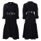 Women's collar solid color fashionable loose casual button up shirt skirt irregular European and American dress