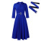 New style lapel fashionable temperament solid color large skirt foreign trade dress