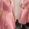 OL fashion suit collar with pleats and waist cinching, plus size African dress