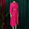 Women's collar solid color fashionable loose casual button up shirt skirt irregular European and American dress