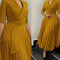 OL fashion suit collar with pleats and waist cinching, plus size African dress