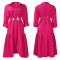 Women's collar solid color fashionable loose casual button up shirt skirt irregular European and American dress