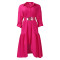 Women's collar solid color fashionable loose casual button up shirt skirt irregular European and American dress