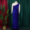 Fashionable sloping shoulder sexy slit long skirt sequined dress long skirt