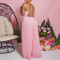 Fashionable and sexy chain hanging neck high waist sexy backless wide leg pleated jumpsuit