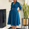 New style lapel fashionable temperament solid color large skirt foreign trade dress