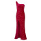 Fashionable sloping shoulder sexy slit long skirt sequined dress long skirt
