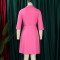 Solid color suit collar high waisted African dress with temperament